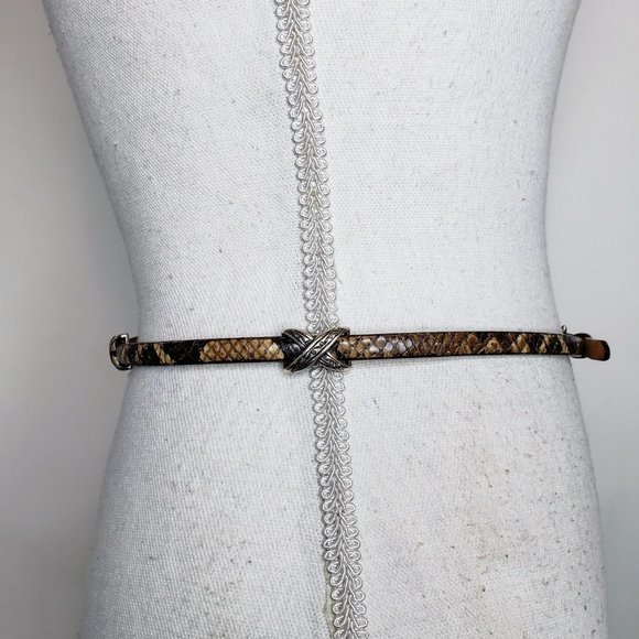Brighton Super Skinny Snakeskin Cross Concho Belt S 28 - Picture 5 of 10
